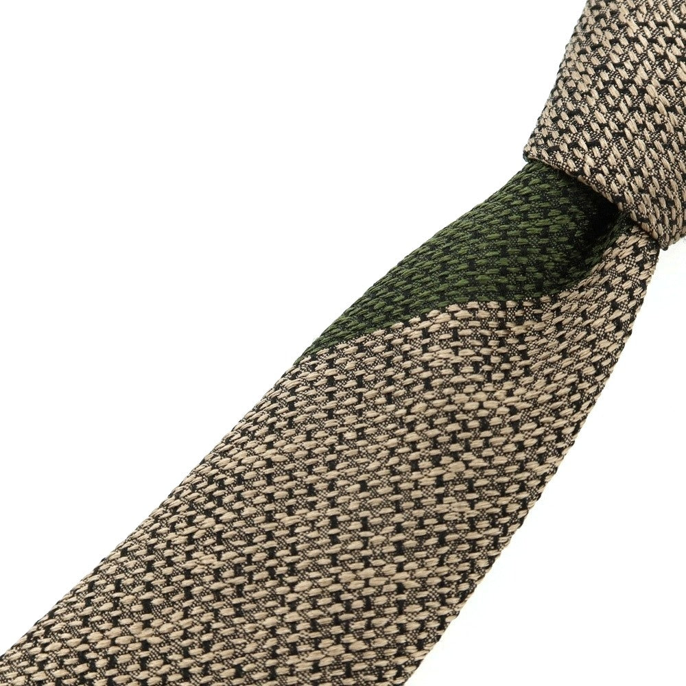 【中古】マイケル J ドレイク Michael J. Drake シルク ストライプ柄ネクタイ グリーンxベージュ【 状態ランクB 】【 メンズ 】