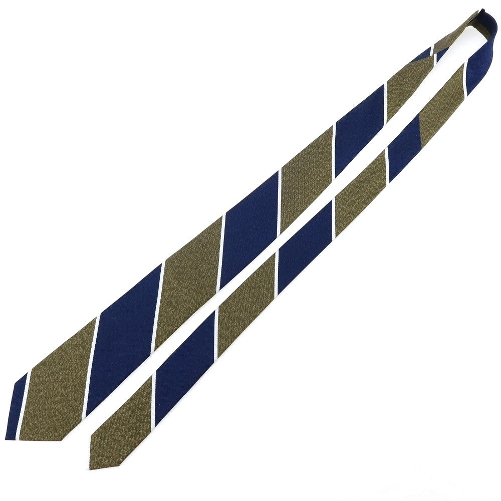 【中古】フェアファクス FAIRFAX シルク レップ ストライプ柄ネクタイ ネイビーxグラスグリーン【 状態ランクB 】【 メンズ 】