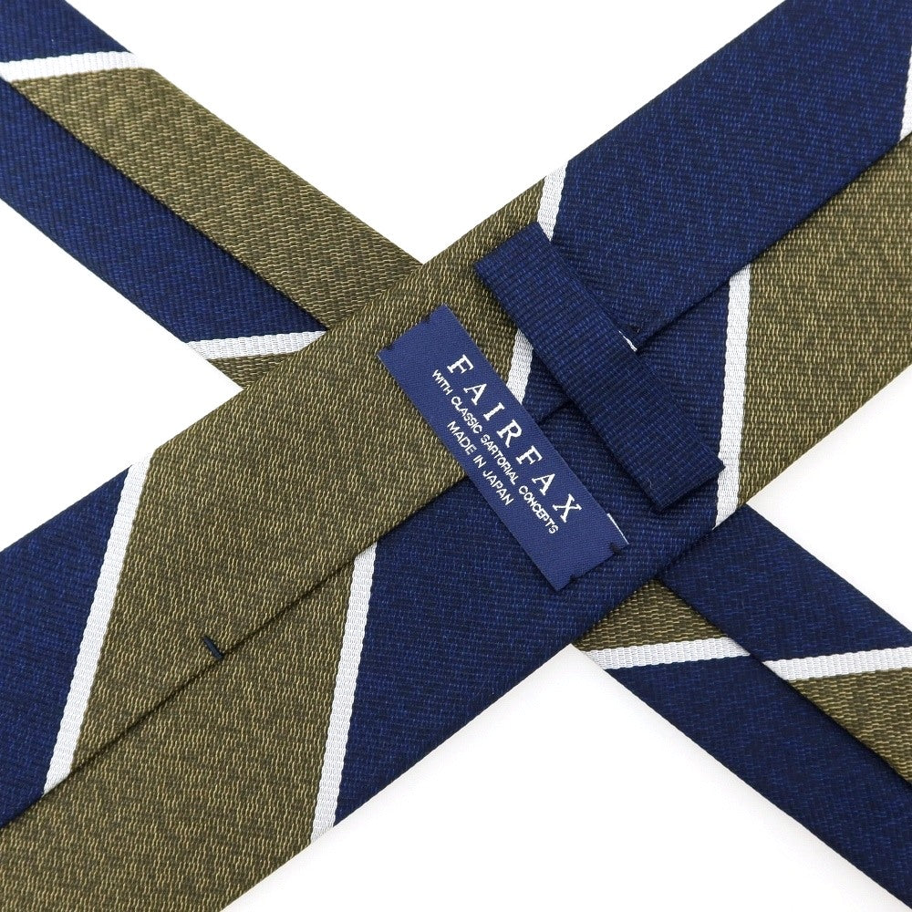 【中古】フェアファクス FAIRFAX シルク レップ ストライプ柄ネクタイ ネイビーxグラスグリーン【 状態ランクB 】【 メンズ 】