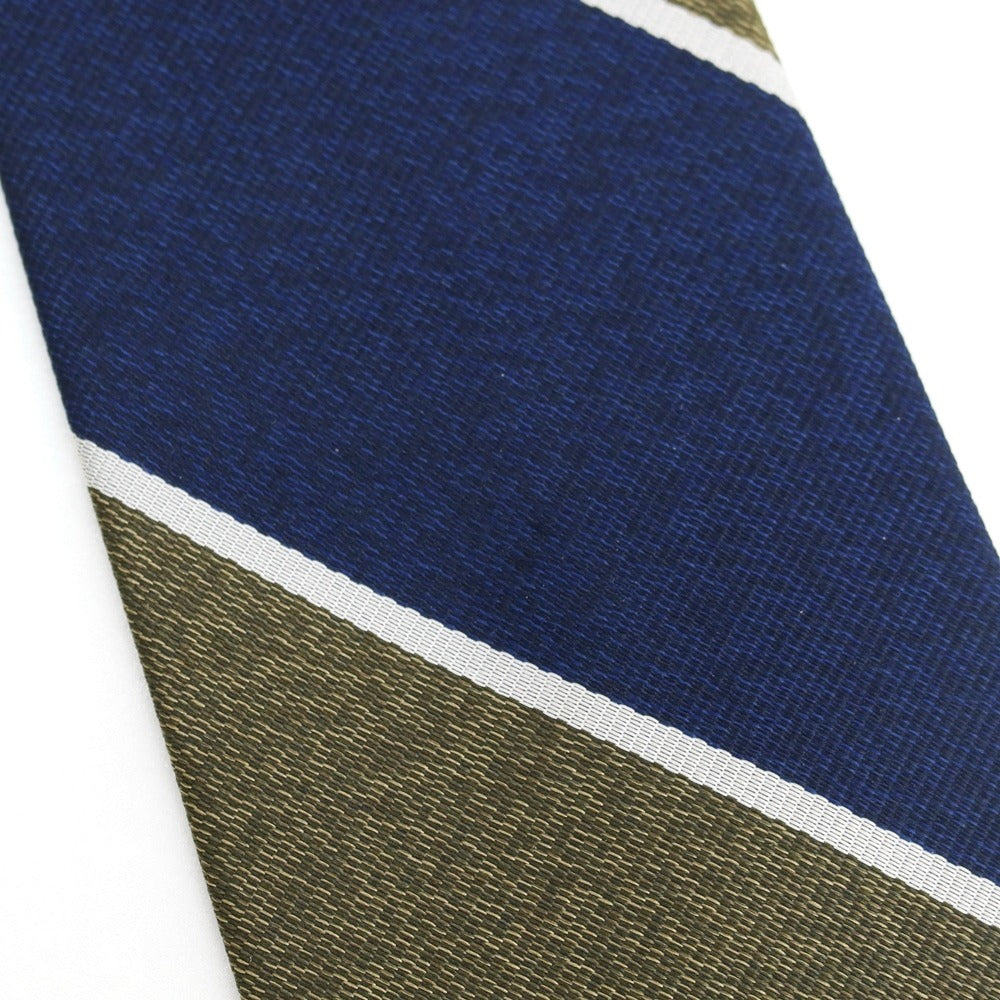 【中古】フェアファクス FAIRFAX シルク レップ ストライプ柄ネクタイ ネイビーxグラスグリーン【 状態ランクB 】【 メンズ 】