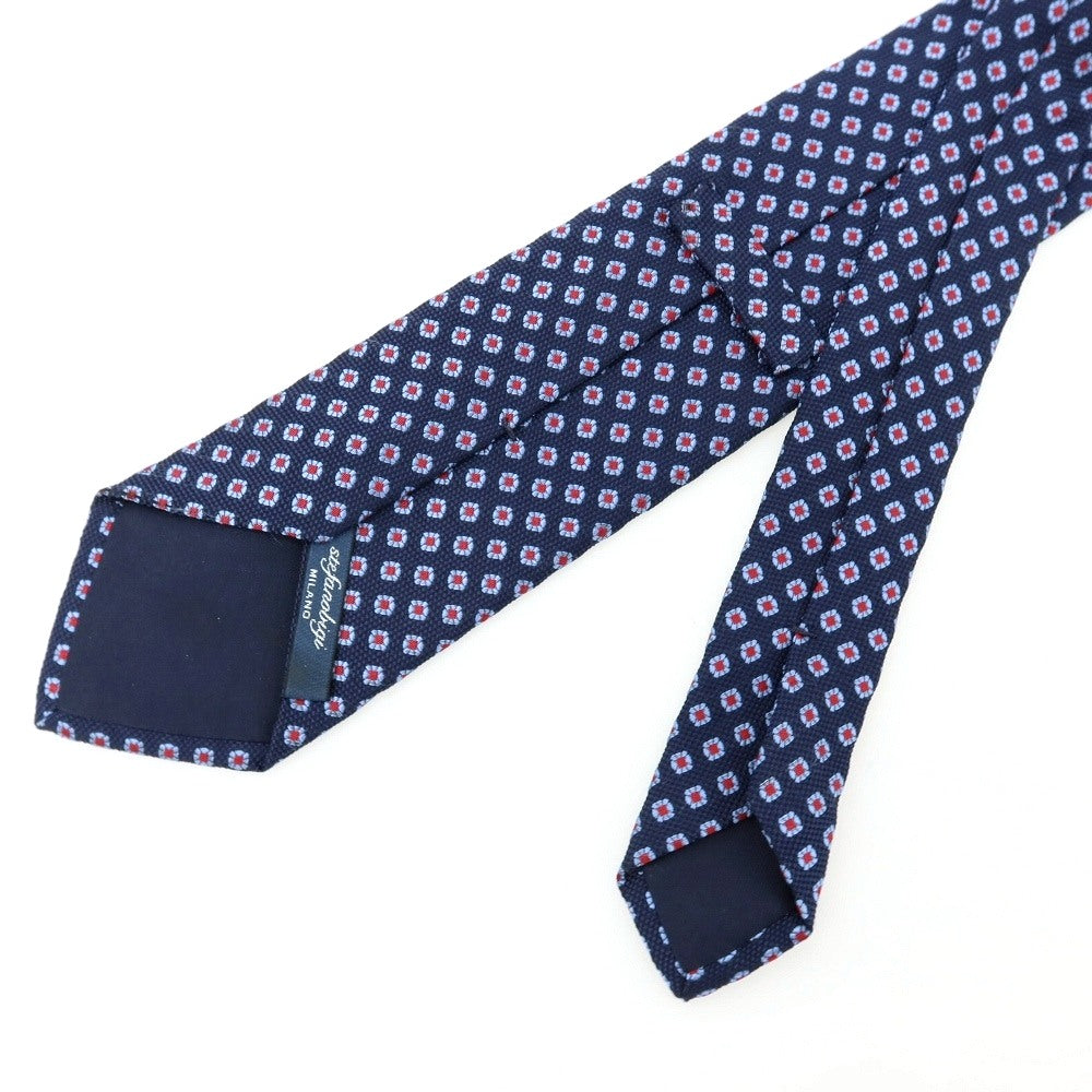 【中古】ステファノ ビジ stefano bigi シルク 小紋柄ネクタイ ネイビーxレッド【 状態ランクB 】【 メンズ 】