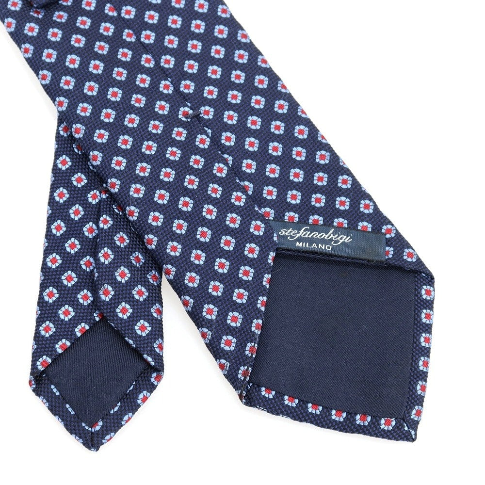 【中古】ステファノ ビジ stefano bigi シルク 小紋柄ネクタイ ネイビーxレッド【 状態ランクB 】【 メンズ 】