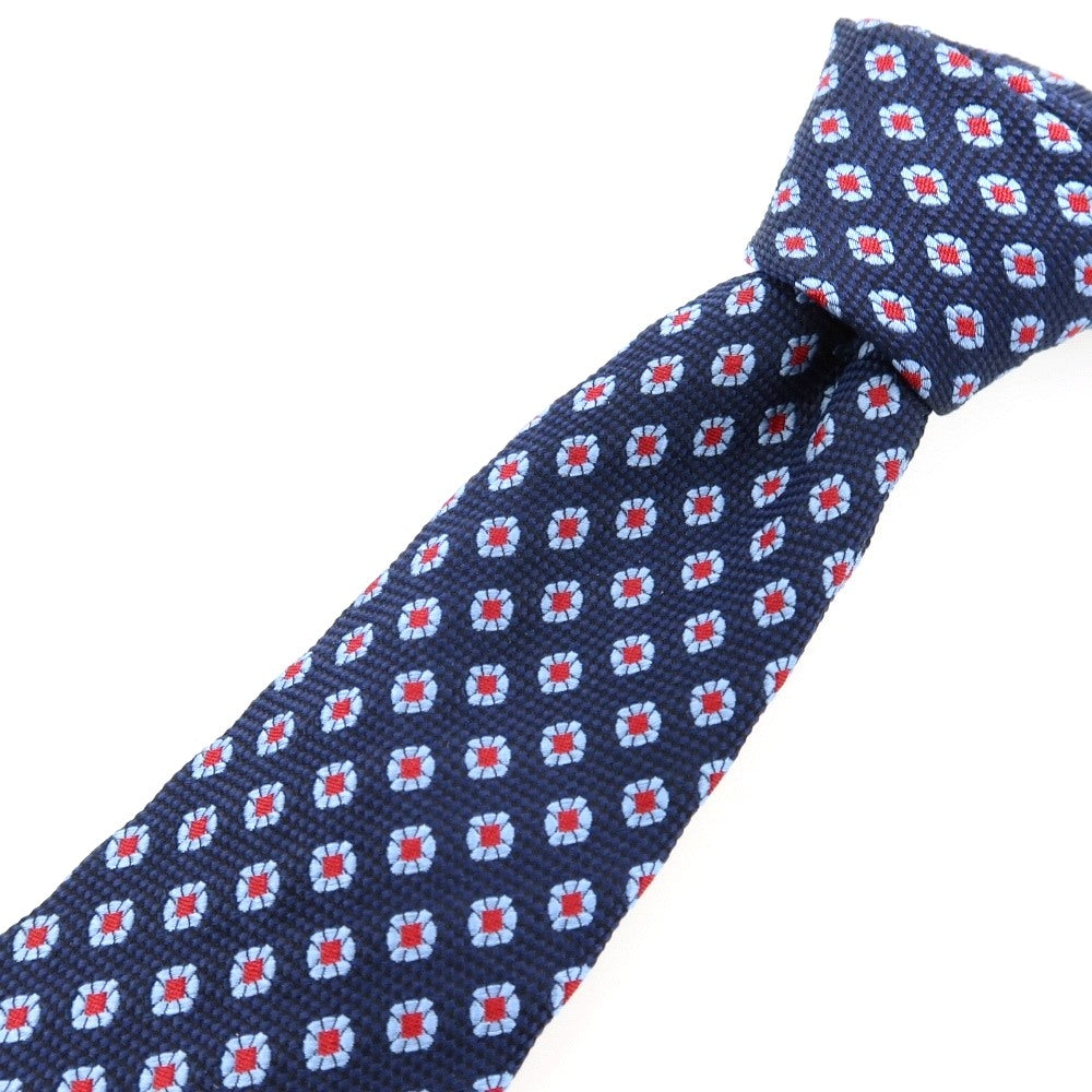 【中古】ステファノ ビジ stefano bigi シルク 小紋柄ネクタイ ネイビーxレッド【 状態ランクB 】【 メンズ 】