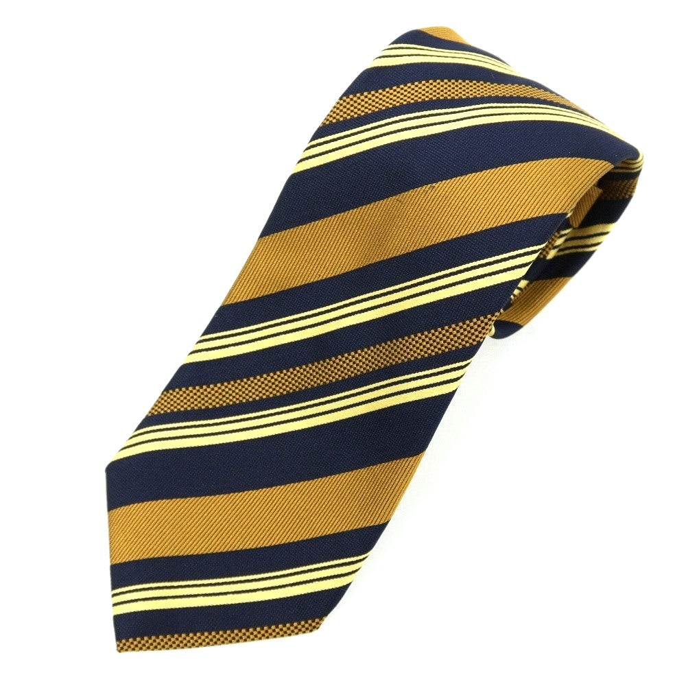 【中古】フランコバッシ FRANCO BASSI GOLDEN 80’s シルク ストライプ柄ネクタイ ネイビーxキャメル【 状態ランクB 】【 メンズ 】