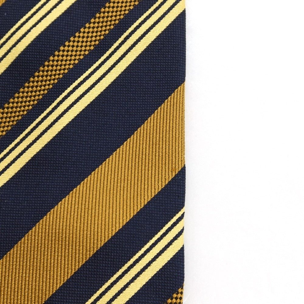 【中古】フランコバッシ FRANCO BASSI GOLDEN 80’s シルク ストライプ柄ネクタイ ネイビーxキャメル【 状態ランクB 】【 メンズ 】