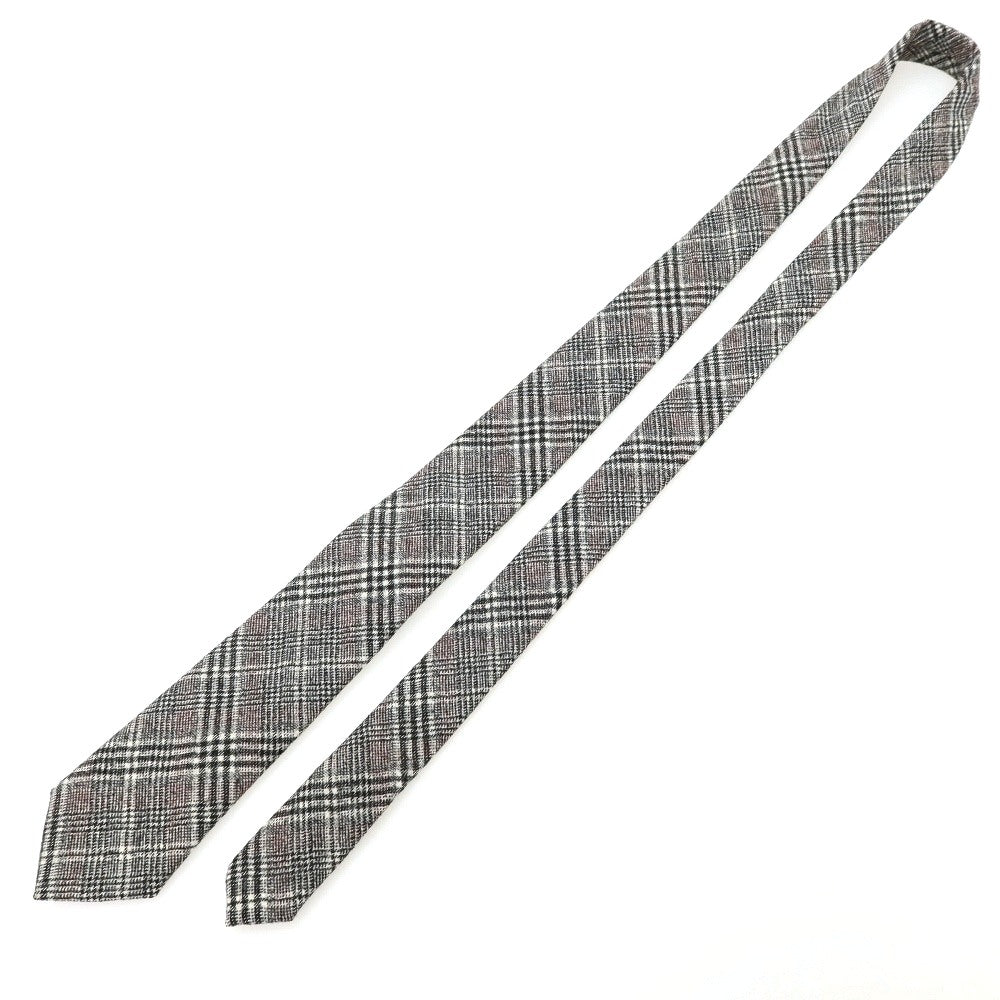 【中古】フランコバッシ FRANCO BASSI ウール チェック柄ネクタイ ブラックxボルドー【 状態ランクB 】【 メンズ 】