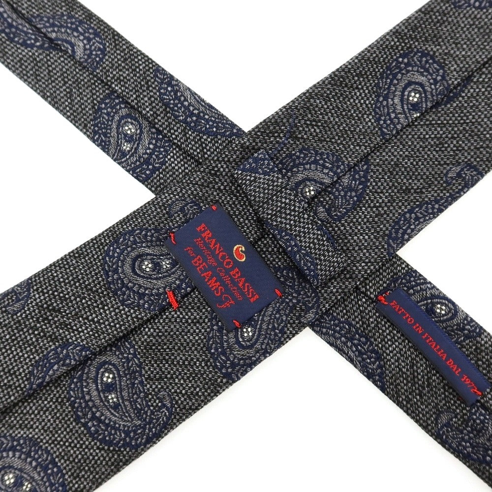 【中古】フランコバッシ FRANCO BASSI シルクコットン ペイズリー柄ネクタイ グレーxネイビー【 状態ランクB 】【 メンズ 】