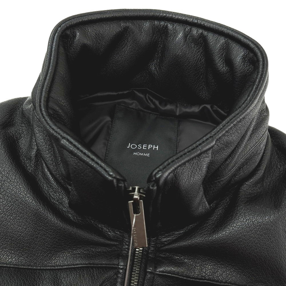 【中古】ジョゼフオム JOSEPH HOMME ゴートレザー スタンドカラー ダブルジップ ダウンベスト ブラック【サイズ46】【 状態ランクA 】【 メンズ 】