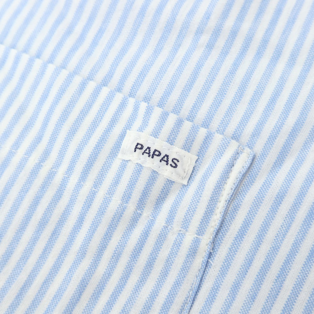 【SALE30%OFF/返品不可】【中古】パパス PAPAS コットン ストライプ 半袖ポロシャツ ライトブルーxホワイト【 サイズ46/S 】【 状態ランクB 】【 メンズ 】