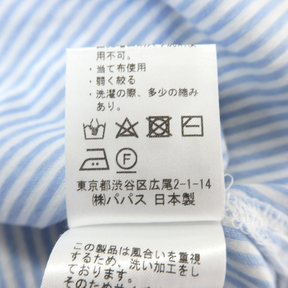 【SALE30%OFF/返品不可】【中古】パパス PAPAS コットン ストライプ 半袖ポロシャツ ライトブルーxホワイト【 サイズ46/S 】【 状態ランクB 】【 メンズ 】