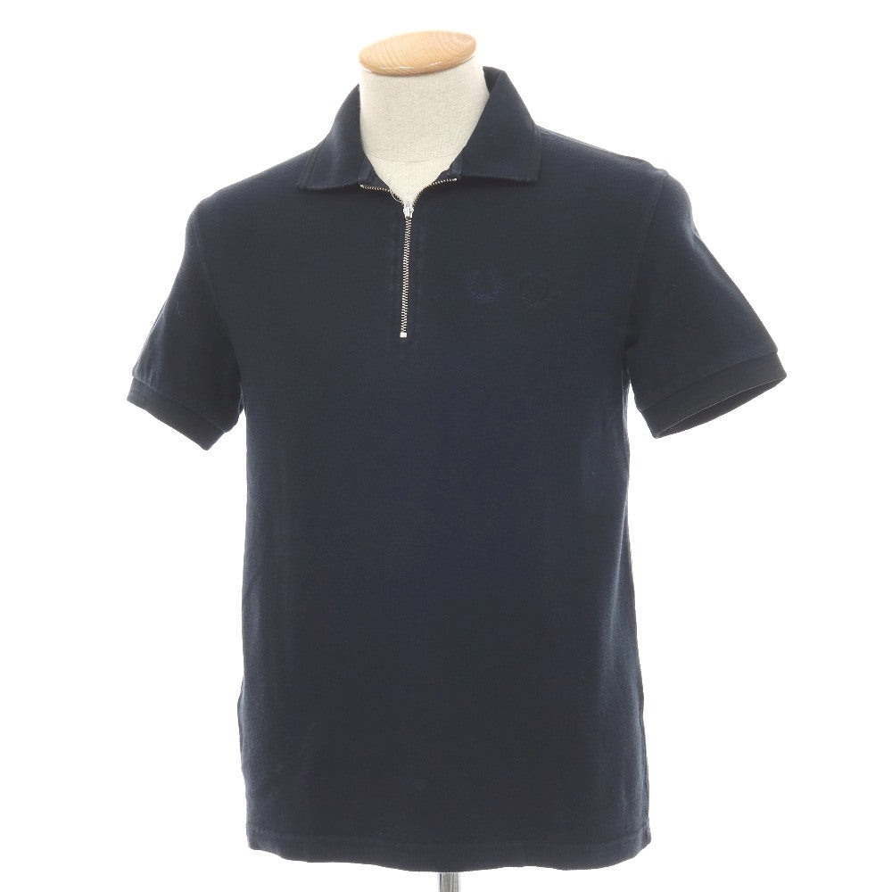 【SALE30%OFF/返品不可】【中古】コムデギャルソン オムドゥ COMME des GARCONS HOMME DEUX × FRED PERRY 2015年秋冬 コットン 鹿の子 ハーフジップ 半袖ポロシャツ ネイビー【 サイズS 】【 状態ランクC 】【 メンズ 】