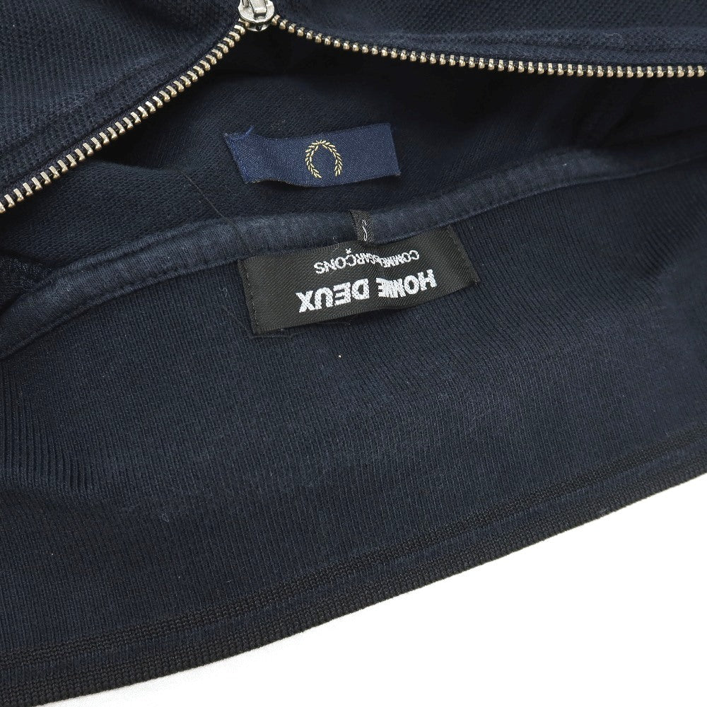 【SALE30%OFF/返品不可】【中古】コムデギャルソン オムドゥ COMME des GARCONS HOMME DEUX × FRED PERRY 2015年秋冬 コットン 鹿の子 ハーフジップ 半袖ポロシャツ ネイビー【 サイズS 】【 状態ランクC 】【 メンズ 】