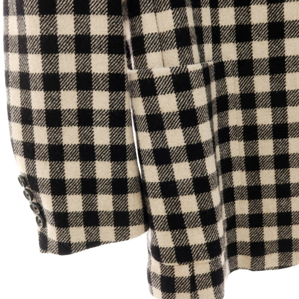 【中古】デペトリロ DE PETRILLO ウール チェック 3B テーラードジャケット ベージュxブラック【サイズ50 Drop 8】【 状態ランクB 】【 メンズ 】