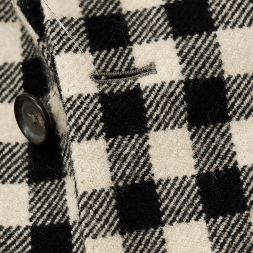 【中古】デペトリロ DE PETRILLO ウール チェック 3B テーラードジャケット ベージュxブラック【サイズ50 Drop 8】【 状態ランクB 】【 メンズ 】