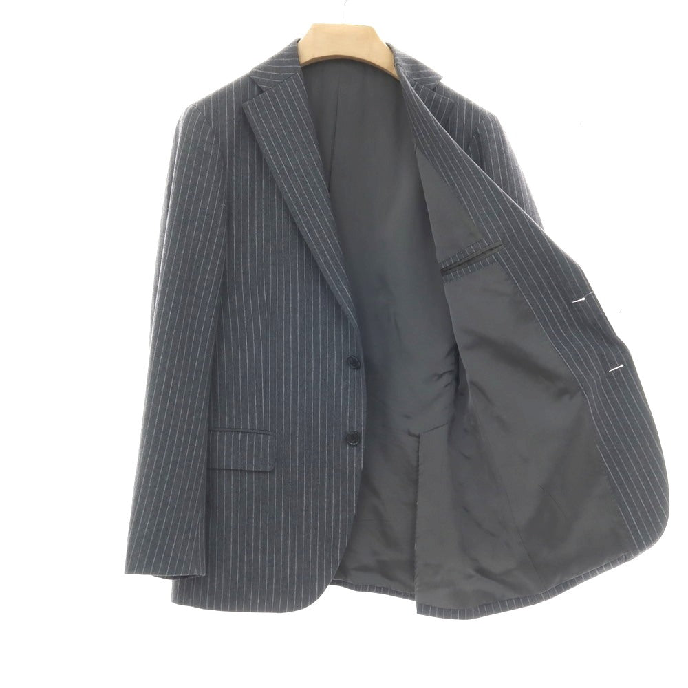 【中古】イセタンメンズ ISETAN MENS ウール ストライプ 2つボタンスーツ グレー【サイズ48】【 状態ランクB 】【 メンズ 】