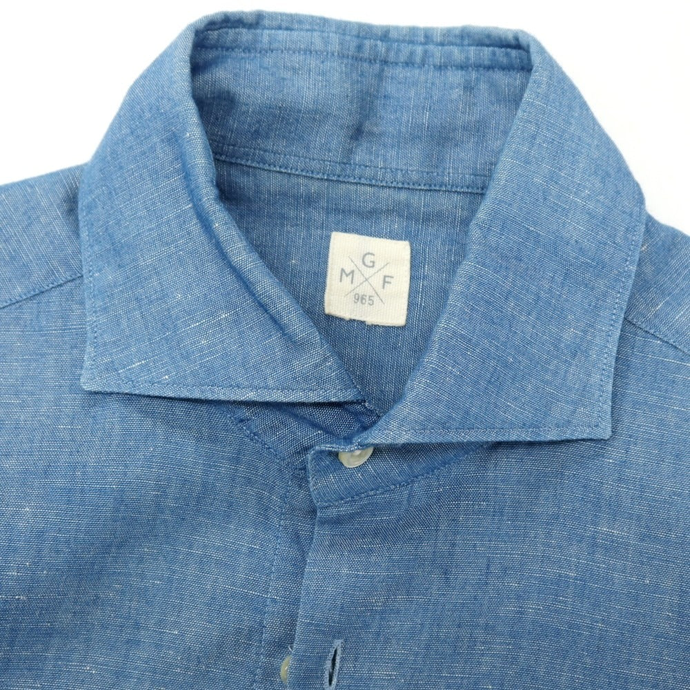 【中古】ジーエムエフ965 MGF965 コットン ワイドカラー カジュアルシャツ ブルー【サイズS】【 状態ランクC 】【 メンズ 】