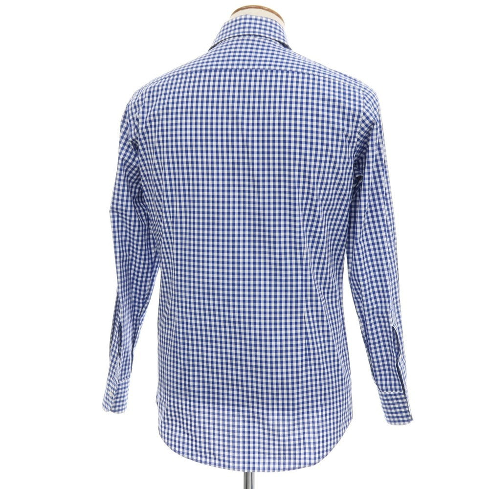 【中古】フェアファクス FAIRFAX コットン ギンガムチェック ホリゾンタルカラー カジュアルシャツ ブルーxホワイト【サイズ39】【 状態ランクC 】【 メンズ 】