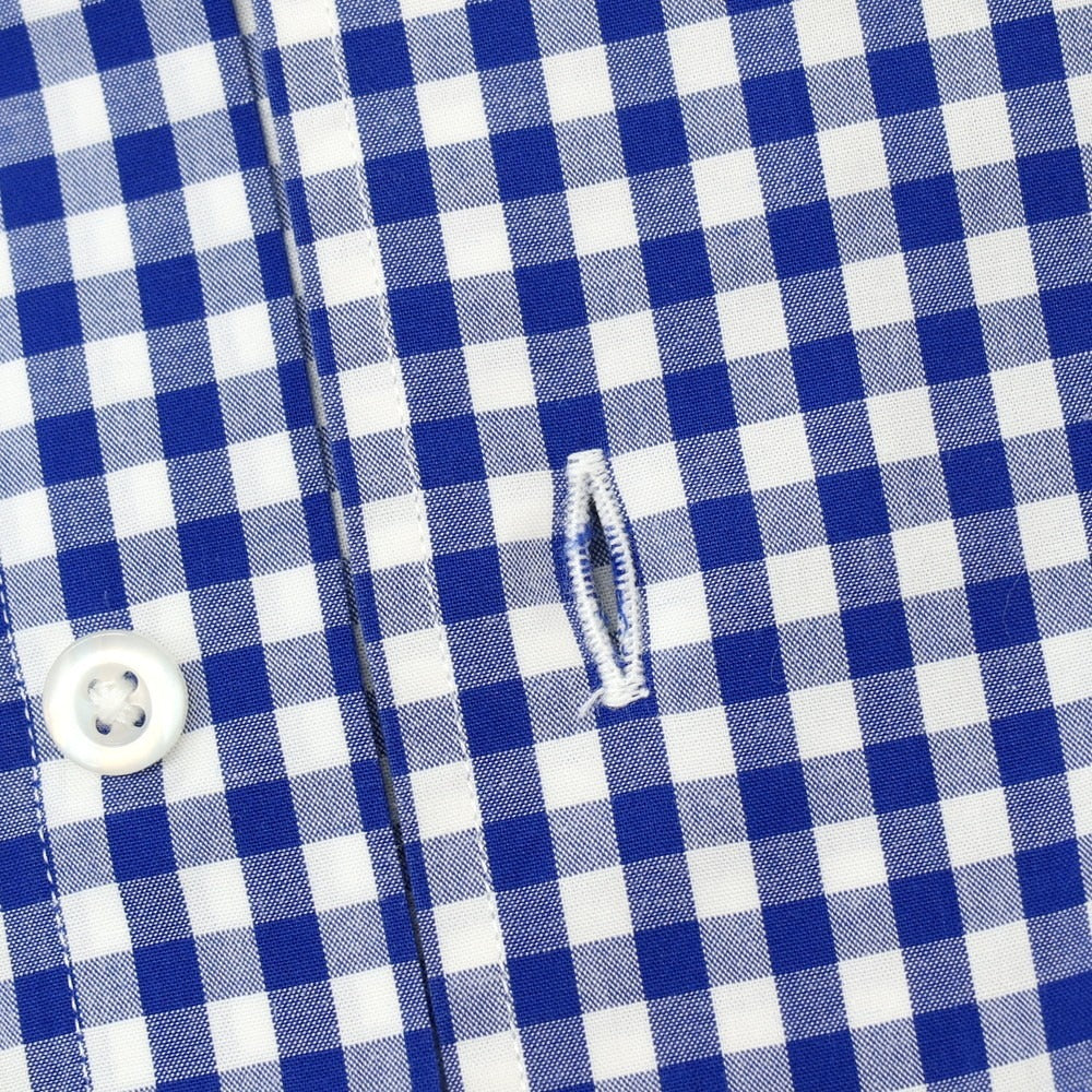 【中古】フェアファクス FAIRFAX コットン ギンガムチェック ホリゾンタルカラー カジュアルシャツ ブルーxホワイト【サイズ39】【 状態ランクC 】【 メンズ 】