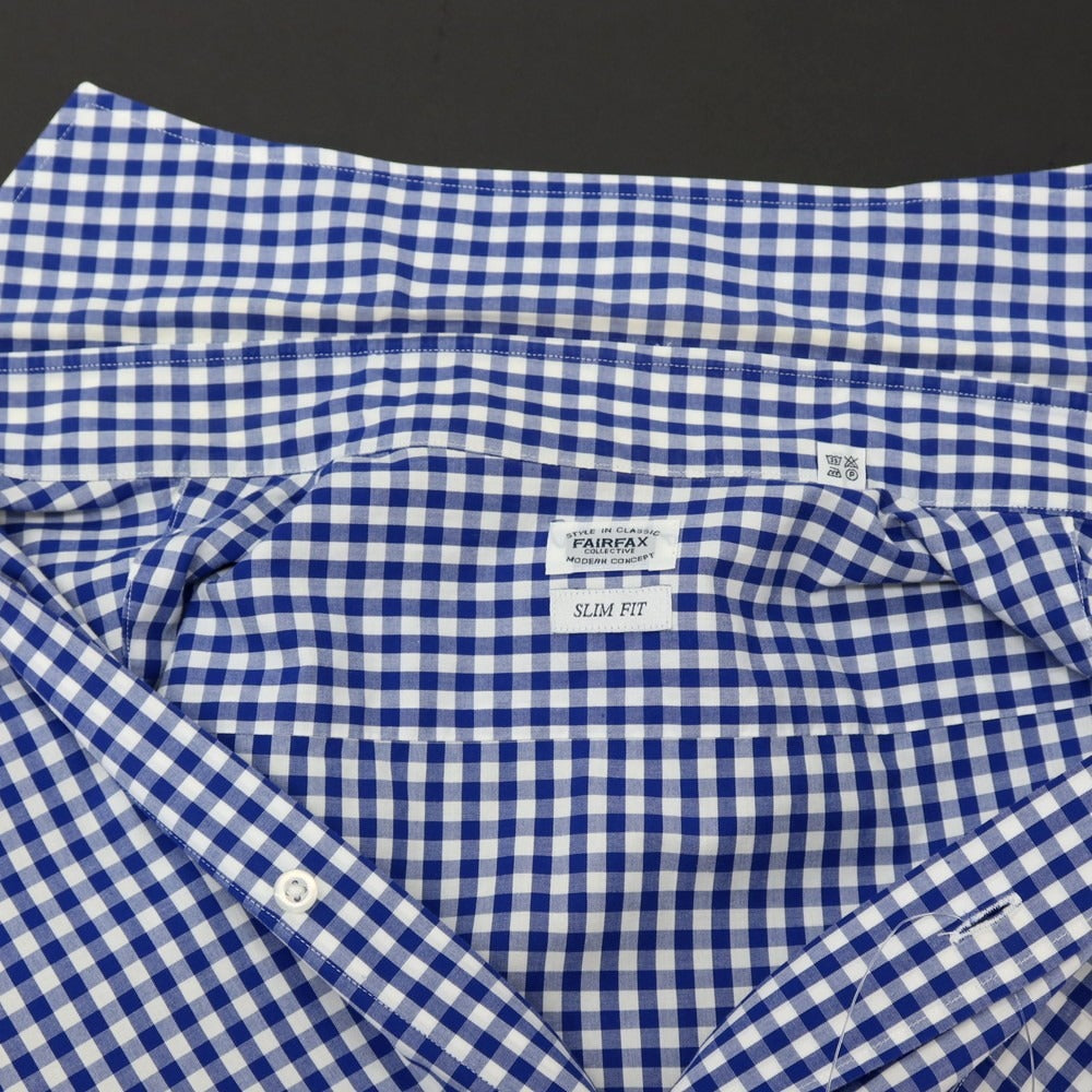 【中古】フェアファクス FAIRFAX コットン ギンガムチェック ホリゾンタルカラー カジュアルシャツ ブルーxホワイト【サイズ39】【 状態ランクC 】【 メンズ 】