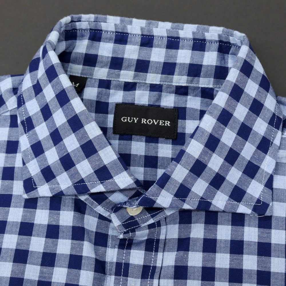 【中古】ギローバー GUY ROVER コットン ギンガムチェック ワイドカラー カジュアルシャツ ブルーxネイビー【サイズM】【 状態ランクB 】【 メンズ 】