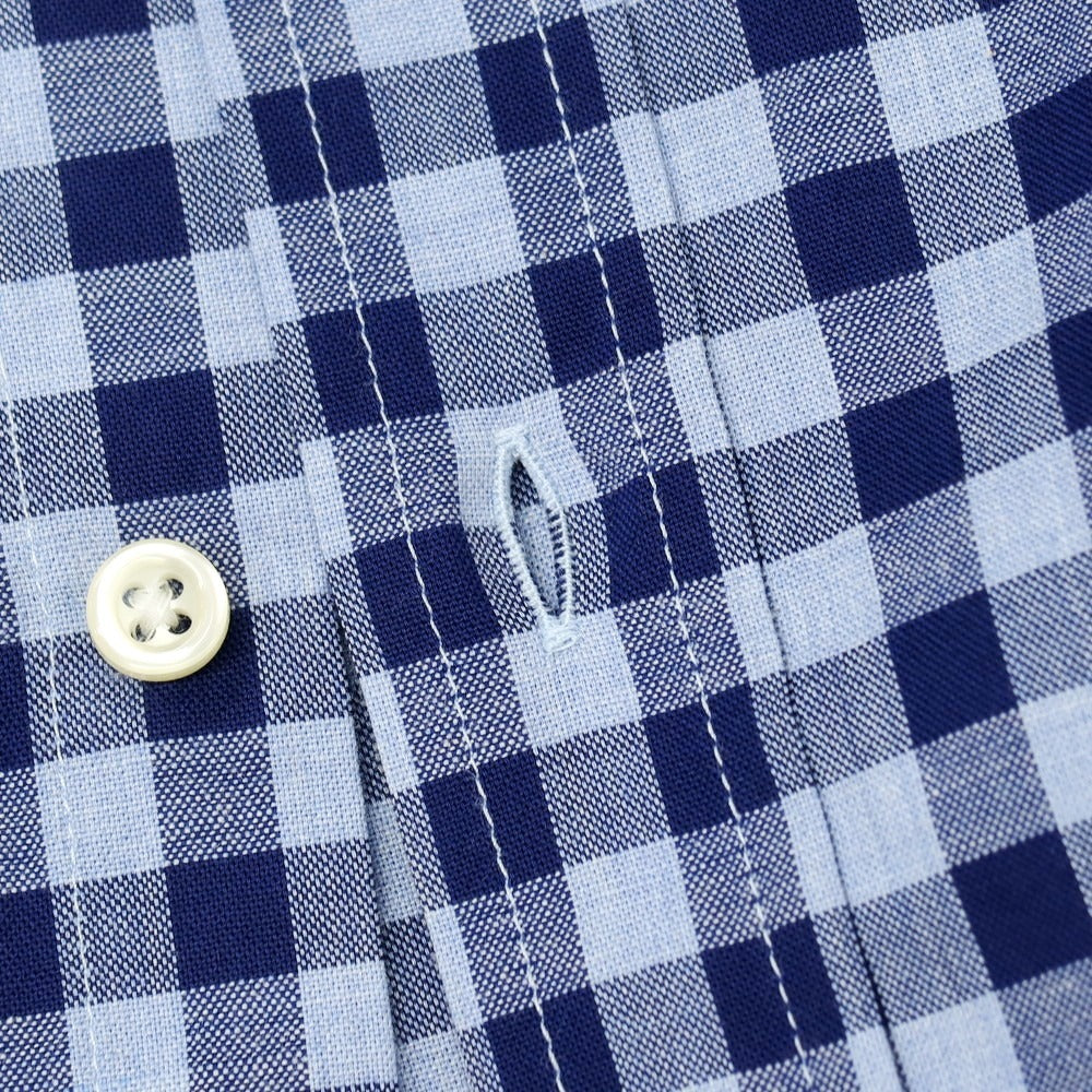【中古】ギローバー GUY ROVER コットン ギンガムチェック ワイドカラー カジュアルシャツ ブルーxネイビー【サイズM】【 状態ランクB 】【 メンズ 】