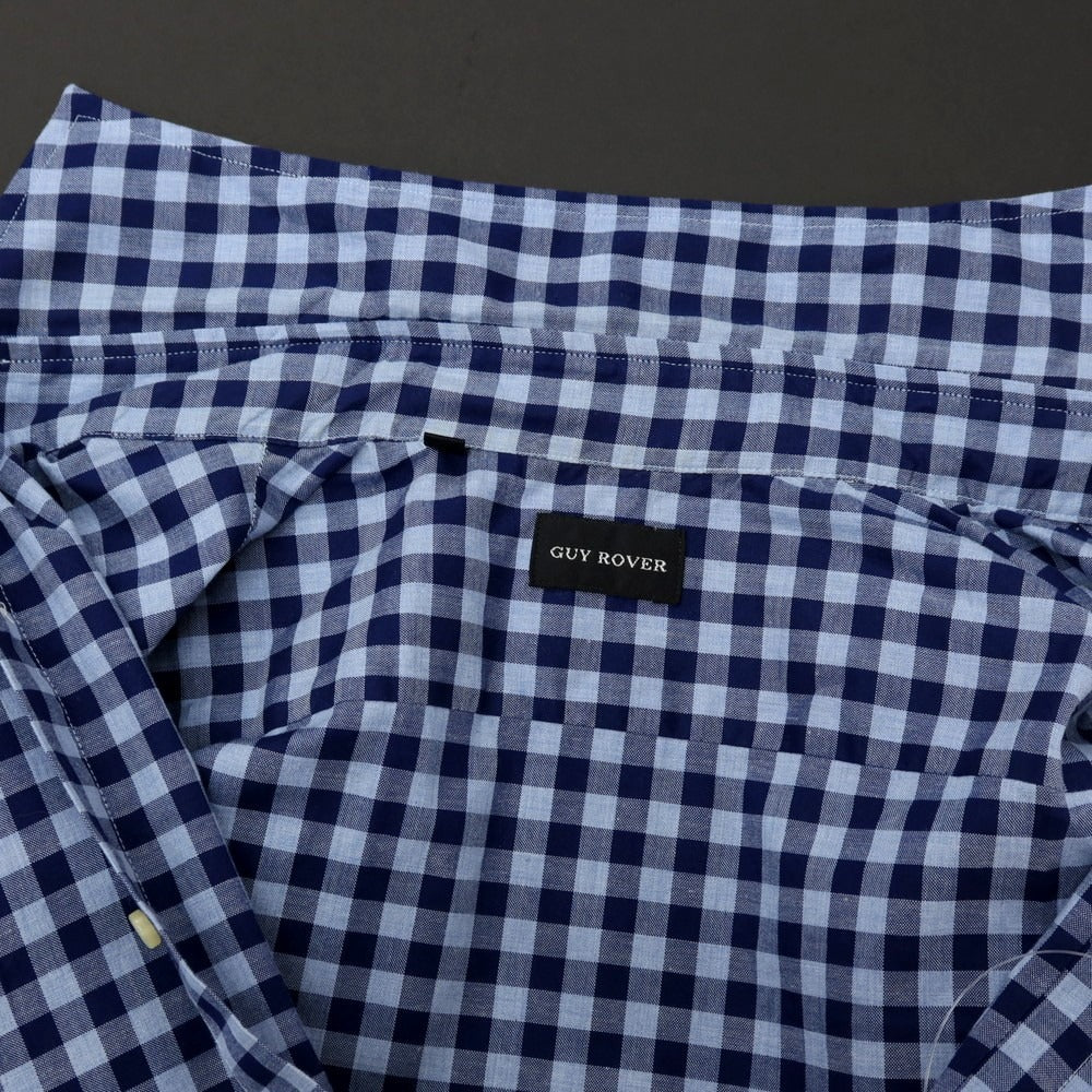 【中古】ギローバー GUY ROVER コットン ギンガムチェック ワイドカラー カジュアルシャツ ブルーxネイビー【サイズM】【 状態ランクB 】【 メンズ 】