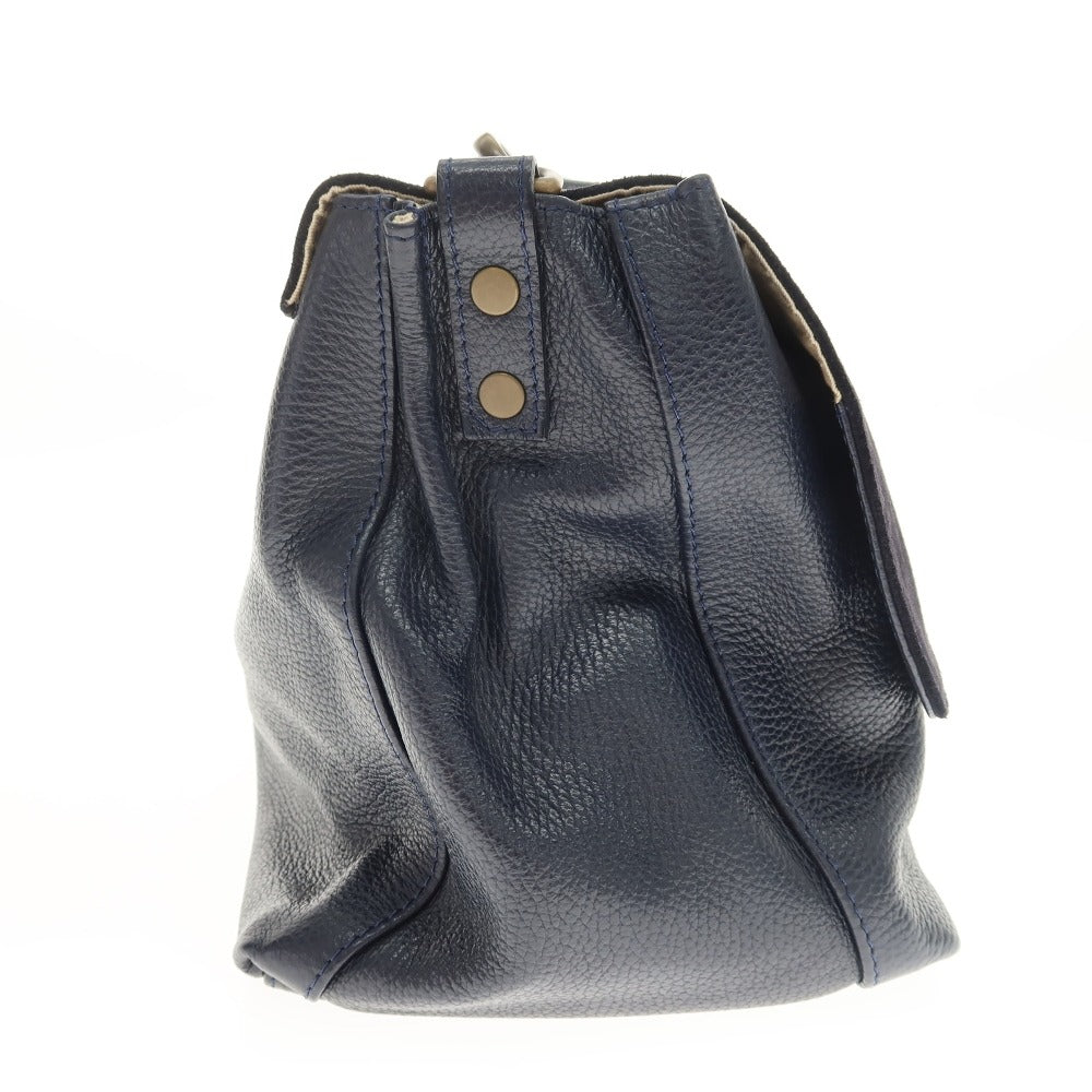 【中古】ザネラート ZANELLATO POSTINA レザー スエード ショルダーバッグ ネイビー【 状態ランクB 】【 ユニセックス 】