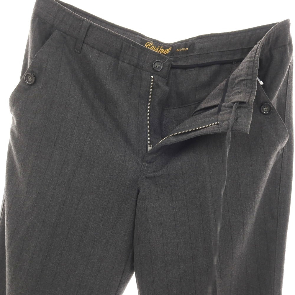 【中古】バージスブルック BASIS BROEK ウールポリエステルポリウレタン ストライプ イージースラックスパンツ グレー【サイズ46】【 状態ランクB 】【 メンズ 】