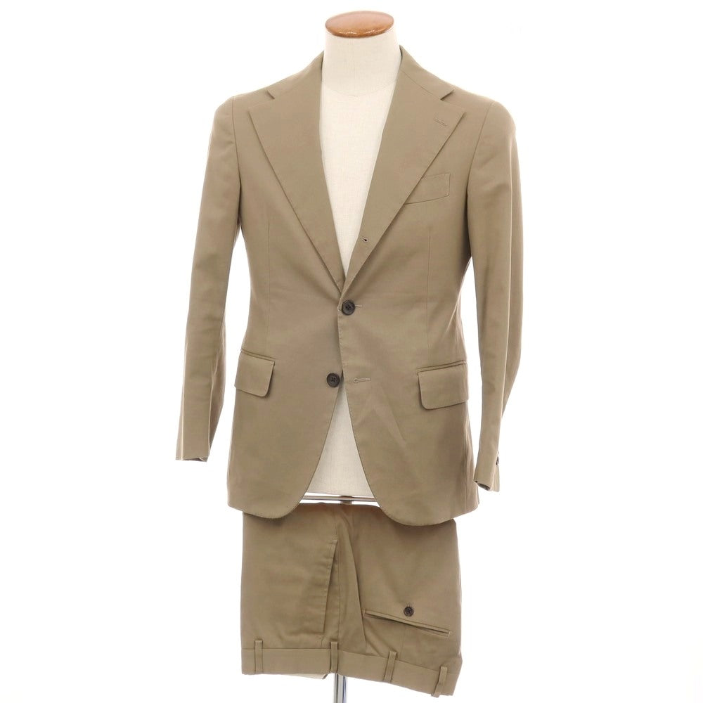 【中古】ベルベスト Belvest ストレッチ コットン 3つボタンスーツ グレージュ【サイズ上46/下48】【 状態ランクD 】【 メンズ 】
