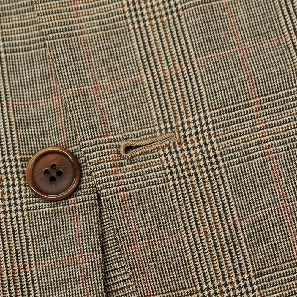 【中古】ラベラ サルトリア ナポレターナ La vera Sartoria Napoletana ウール グレンチェック 3つボタンスーツ ベージュxブラック【サイズ44】【 状態ランクC 】【 メンズ 】