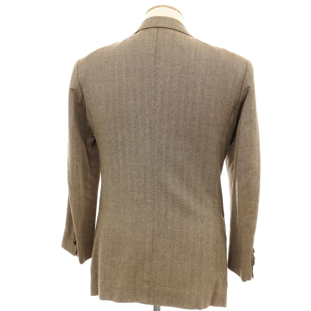 【中古】サルトリア アットリーニ Sartoria Attolini ウールシルク ヘリンボーン 3B テーラードジャケット ベージュ【サイズ44】【 状態ランクC 】【 メンズ 】