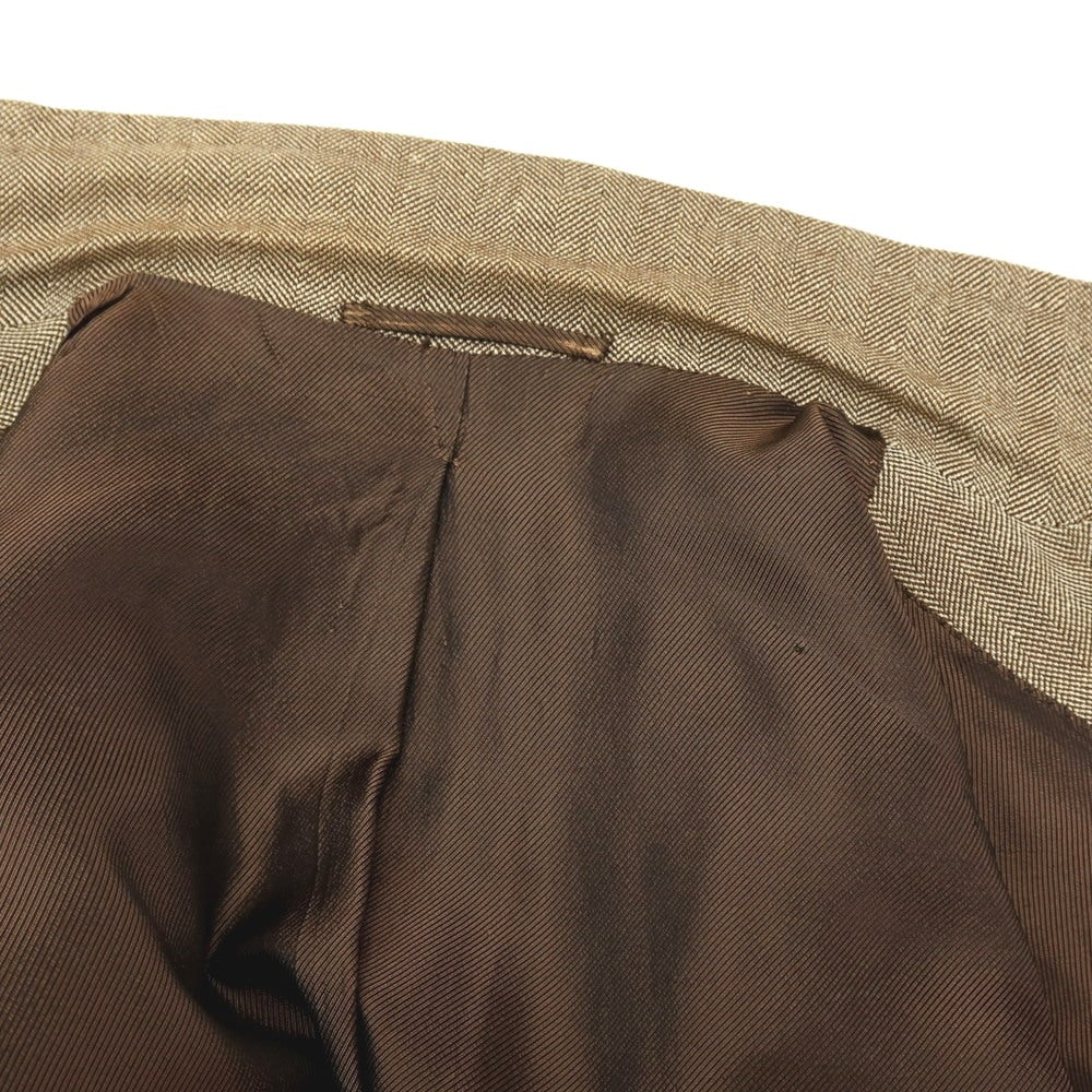 【中古】サルトリア アットリーニ Sartoria Attolini ウールシルク ヘリンボーン 3B テーラードジャケット ベージュ【サイズ44】【 状態ランクC 】【 メンズ 】