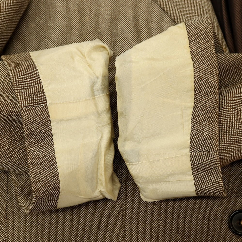 【中古】サルトリア アットリーニ Sartoria Attolini ウールシルク ヘリンボーン 3B テーラードジャケット ベージュ【サイズ44】【 状態ランクC 】【 メンズ 】