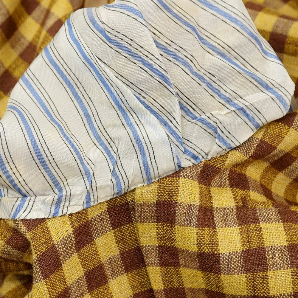 【中古】カルーゾ CARUSO シルクリネンナイロン チェック 3B テーラードジャケット イエローxブラウン【サイズ46】【 状態ランクB 】【 メンズ 】