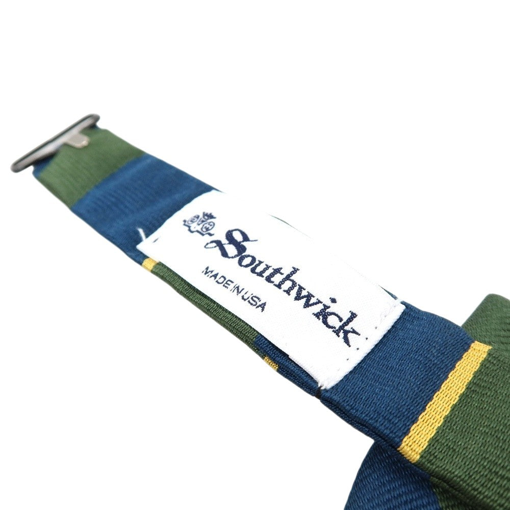 【中古】サウスウィック Southwick シルク ストライプ ボウタイ 蝶ネクタイ グリーンxブルー【 状態ランクB 】【 メンズ 】