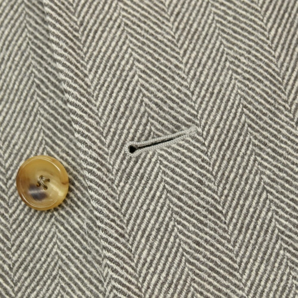 【中古】タキザワ シゲル Takizawa Shigeru Ondata ウールカシミヤ ヘリンボーン チェスターフィールドコート グレー【サイズ表記なし(S位)】【 状態ランクC 】【 メンズ 】