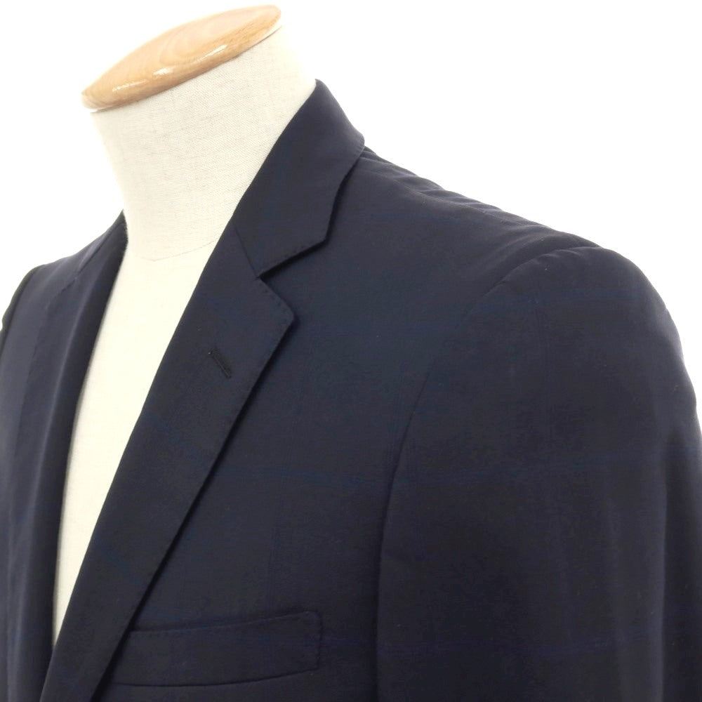 【中古】バーバリーロンドン BURBERRY LONDON ウールシルク チェック 2つボタンスーツ ネイビー【サイズ36】【 状態ランクC 】【 メンズ 】