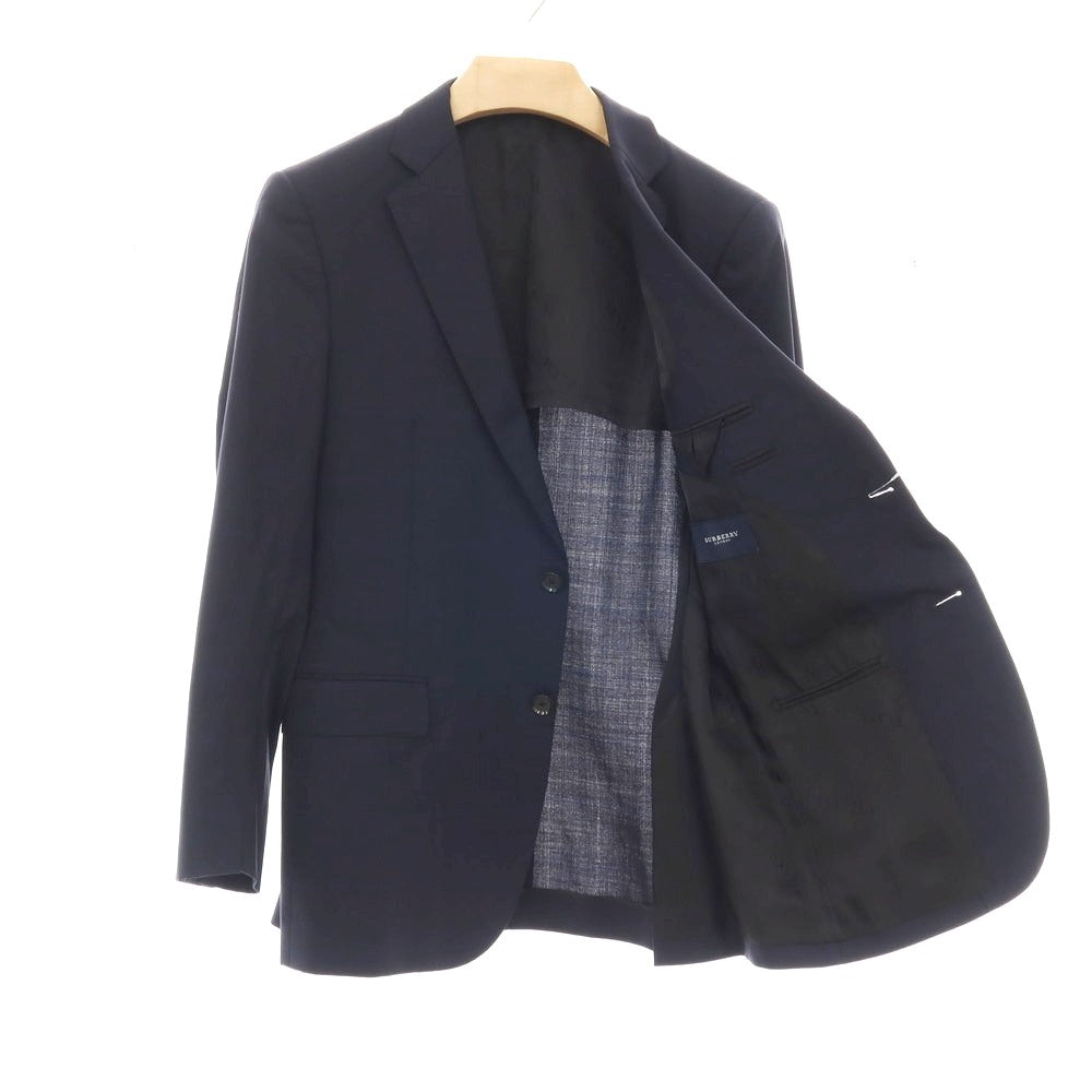 【中古】バーバリーロンドン BURBERRY LONDON ウールシルク チェック 2つボタンスーツ ネイビー【サイズ36】【 状態ランクC 】【 メンズ 】