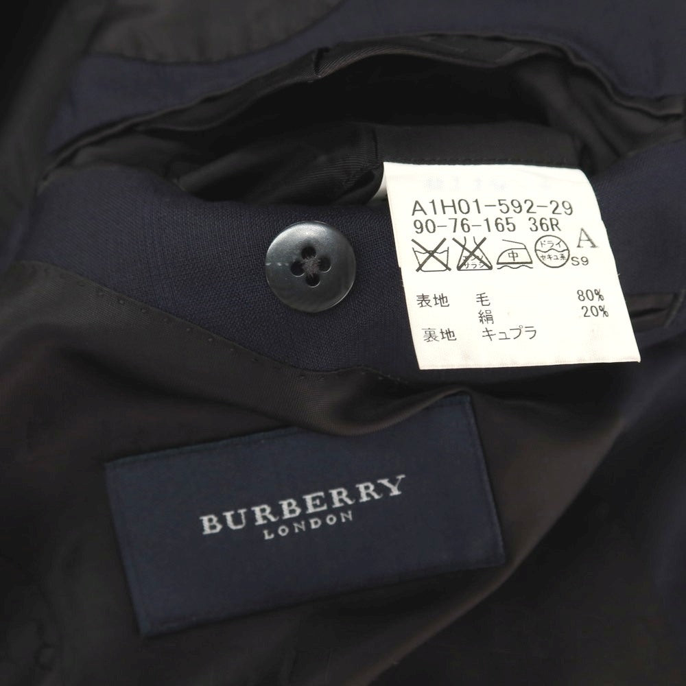 【中古】バーバリーロンドン BURBERRY LONDON ウールシルク チェック 2つボタンスーツ ネイビー【サイズ36】【 状態ランクC 】【 メンズ 】