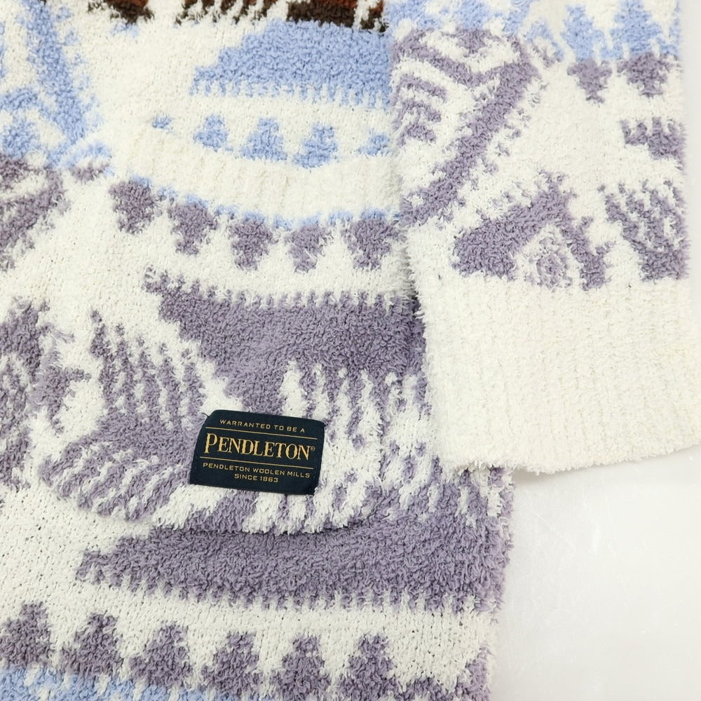 【中古】ジェラートピケ オム GELATO PIQUE HOMME × PENDLETON ポリエステル パウダー ニット ルームウェア ガウン ホワイトxグレー【サイズM】【 状態ランクB 】【 メンズ 】