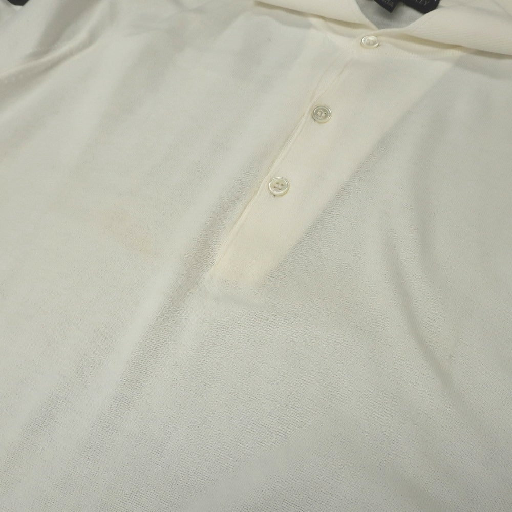 【中古】ジョンスメドレー JOHN SMEDLEY ハイゲージ シーアイランドコットン 半袖 ポロニット オフホワイト【サイズM】【 状態ランクC 】【 メンズ 】