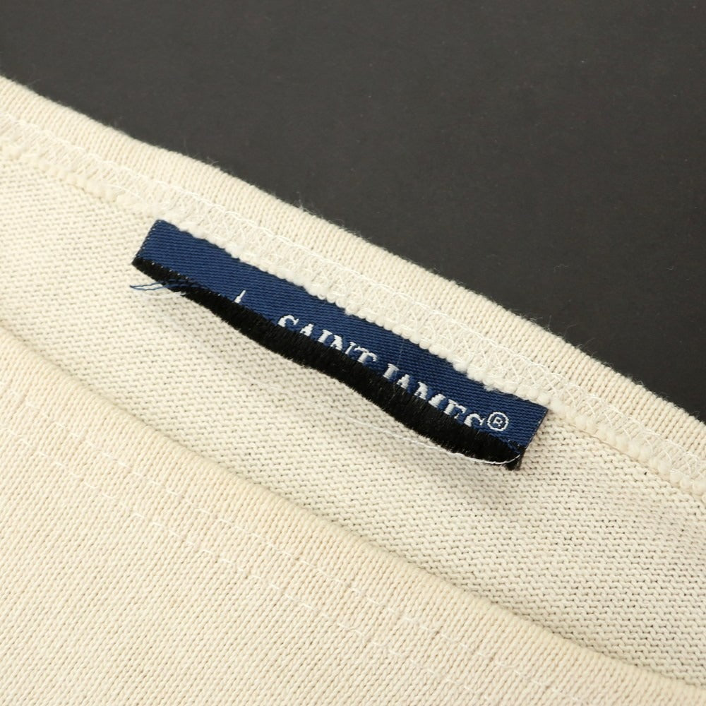 【中古】セントジェームス SAINT JAMES コットン ボートネック バスクシャツ 長袖Tシャツ ライトベージュ【サイズ4】【 状態ランクC 】【 メンズ 】