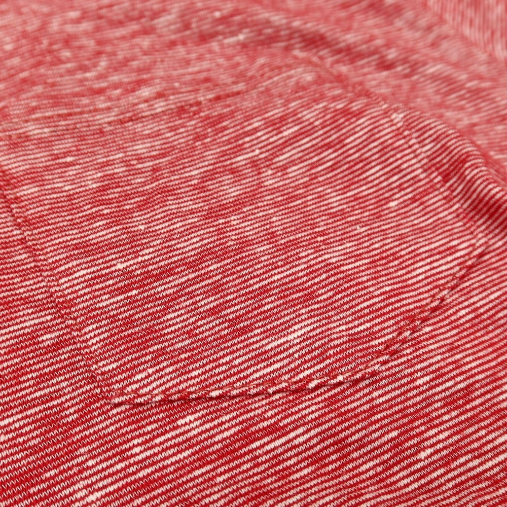 【中古】チルコロ1901 CIRCOLO 1901 リネンコットン クルーネック 半袖ポケットTシャツ レッドxホワイト【サイズL】【 状態ランクB 】【 メンズ 】