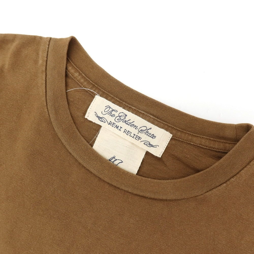 【中古】レミレリーフ REMI RELIEF 染色加工 コットン クルーネック 半袖Tシャツ ブラウン【サイズL】【 状態ランクB 】【 メンズ 】