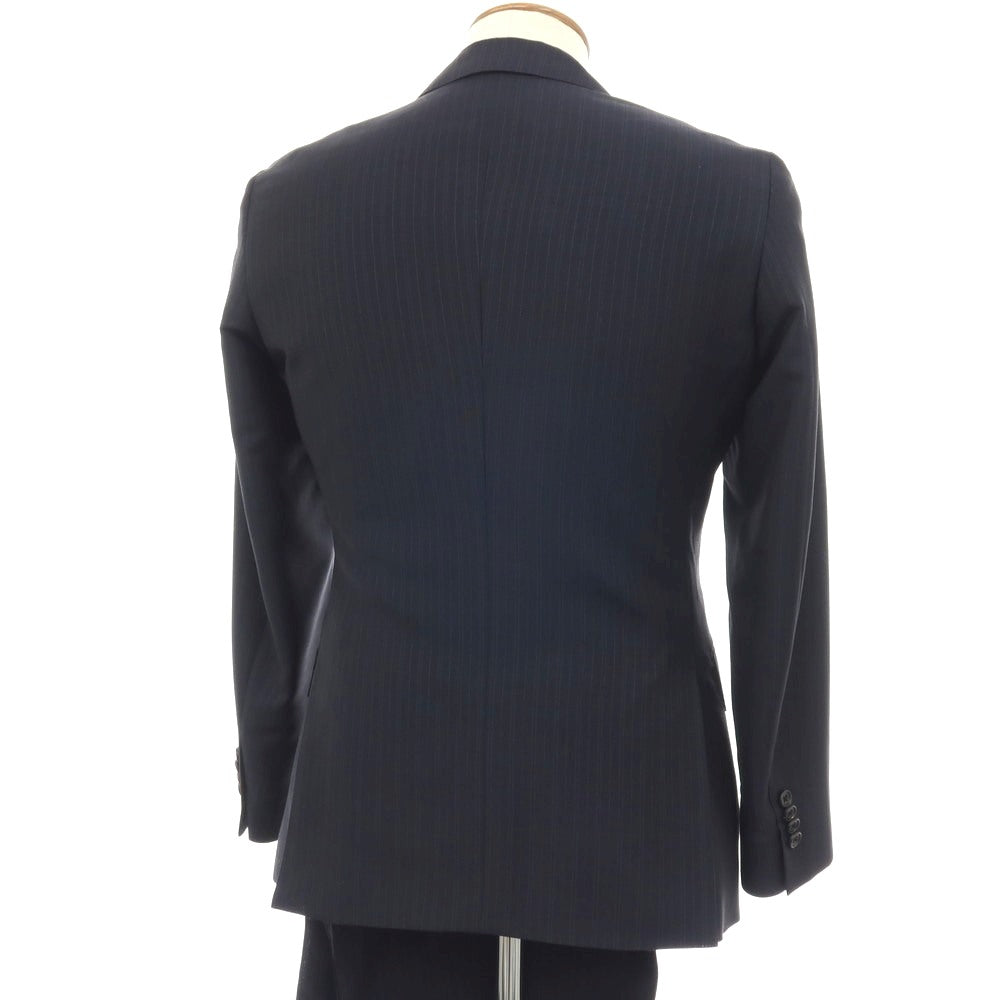 【中古】ゼルビーノ ZERBINO ウール ストライプ 2つボタンスーツ ネイビー【サイズ表記なし(M位)】【 状態ランクA 】【 メンズ 】