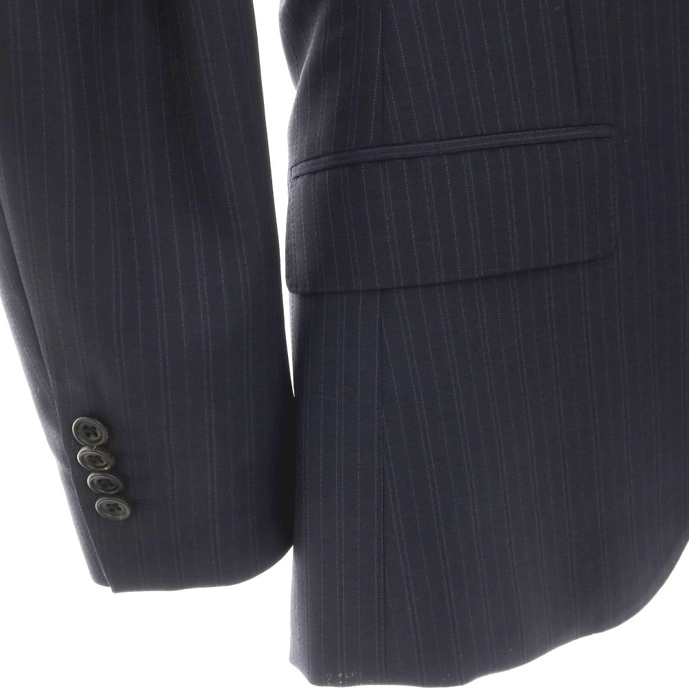 【中古】ゼルビーノ ZERBINO ウール ストライプ 2つボタンスーツ ネイビー【サイズ表記なし(M位)】【 状態ランクA 】【 メンズ 】