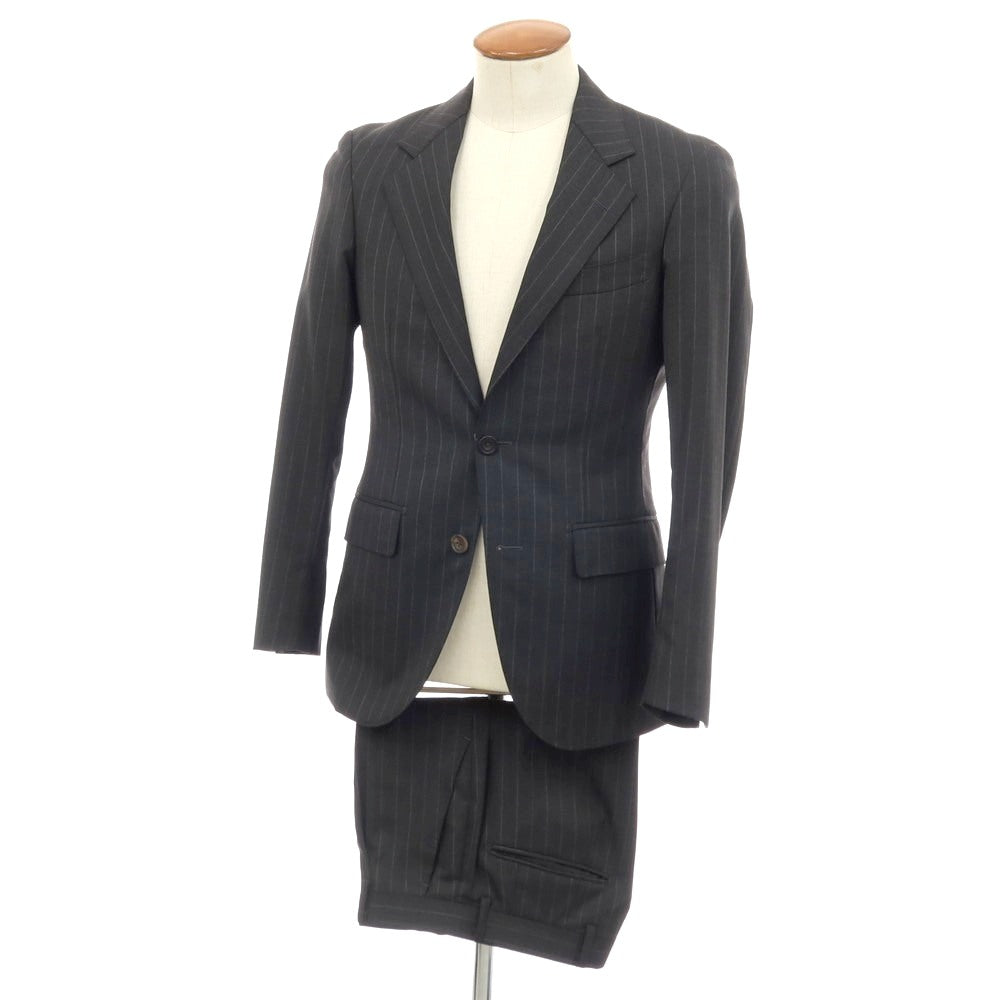 【中古】ゼルビーノ ZERBINO ウール ストライプ 2つボタンスーツ グレー【サイズ表記なし(M位)】【 状態ランクB 】【 メンズ 】
