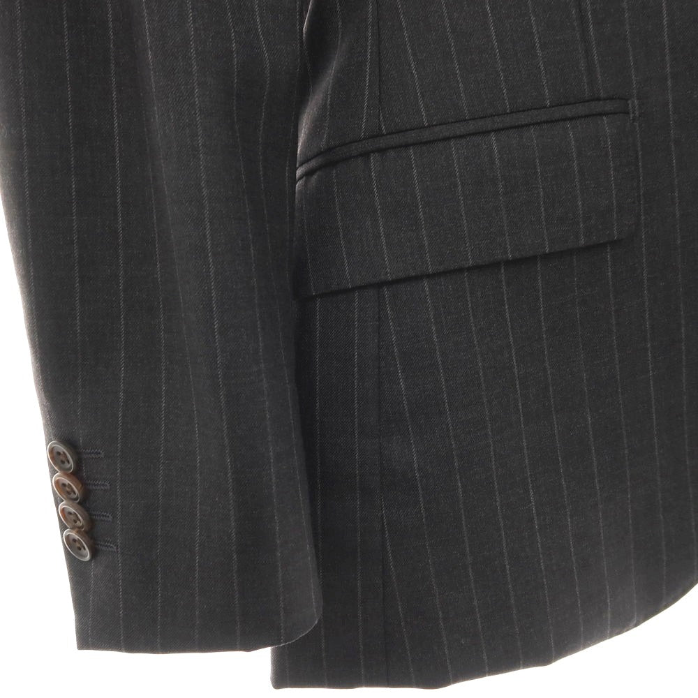 【中古】ゼルビーノ ZERBINO ウール ストライプ 2つボタンスーツ グレー【サイズ表記なし(M位)】【 状態ランクB 】【 メンズ 】