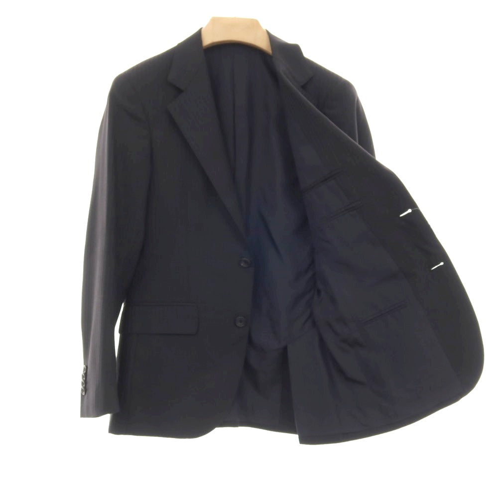 【中古】ゼルビーノ ZERBINO ウール シャドーストライプ 2つボタンスーツ ブラック【サイズ表記なし(M位)】【 状態ランクB 】【 メンズ 】