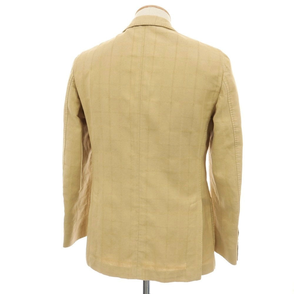【中古】ラルディーニ LARDINI コットンリネンナイロン チェック 3B カジュアルジャケット ベージュ【サイズ42】【 状態ランクB 】【 メンズ 】